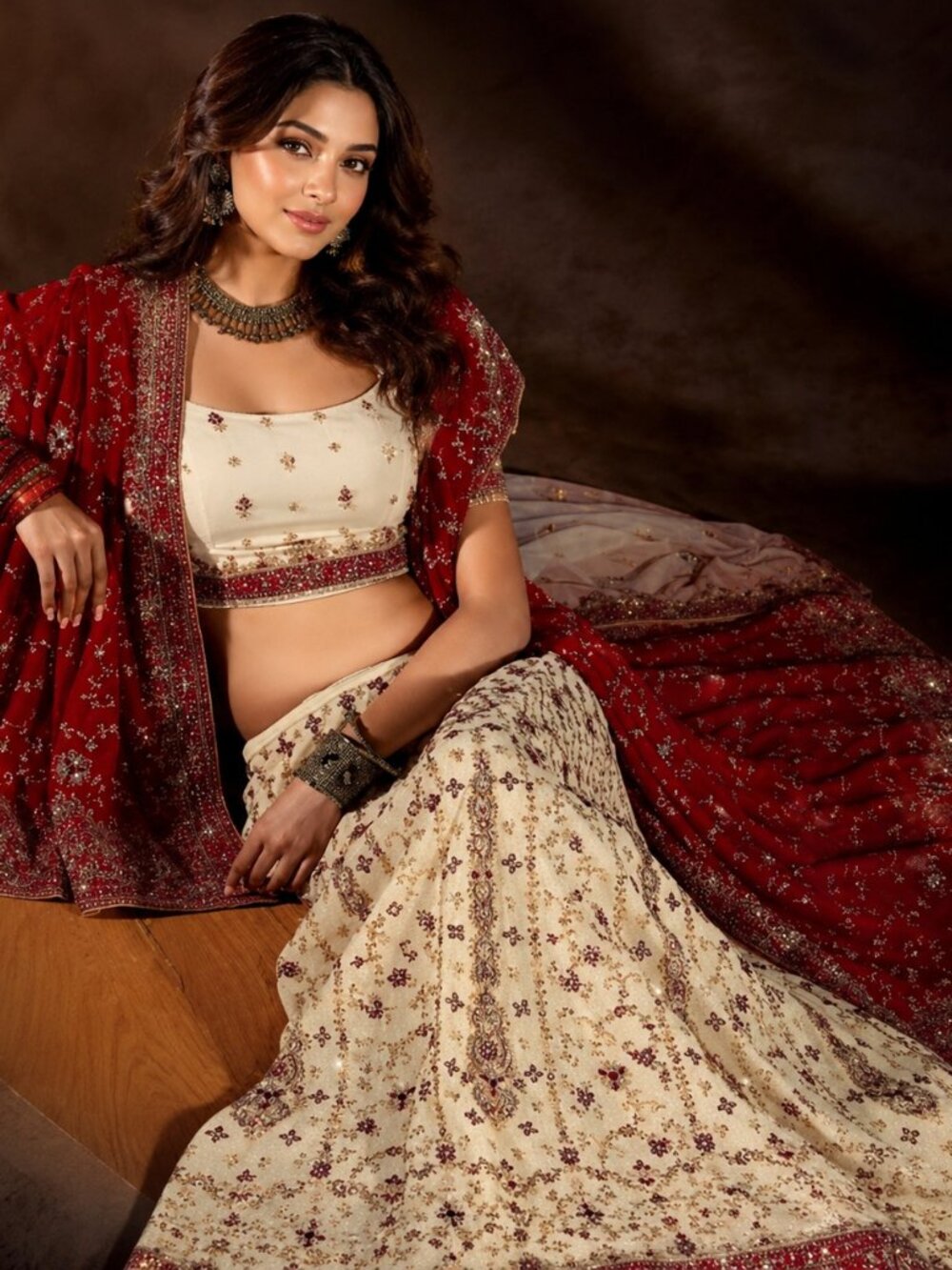 Cream Bridal Lehenga in Size 14 (Custom-Made)